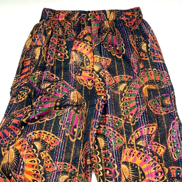 Farm Rio for Anthropologie Lurex Stripe Printed Pants Size Small - Picture 3 of 16